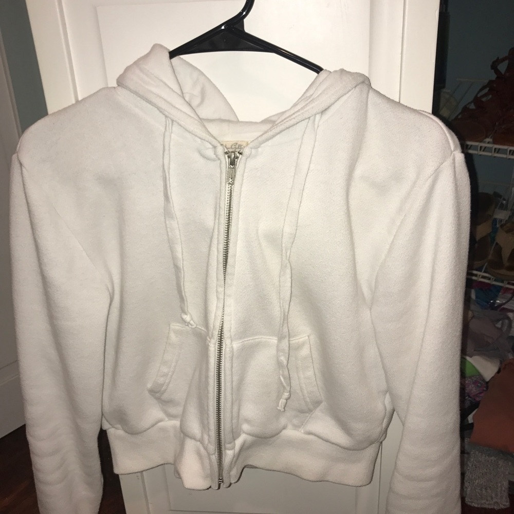 Brandy Melville white crystal cropped Hoodie!